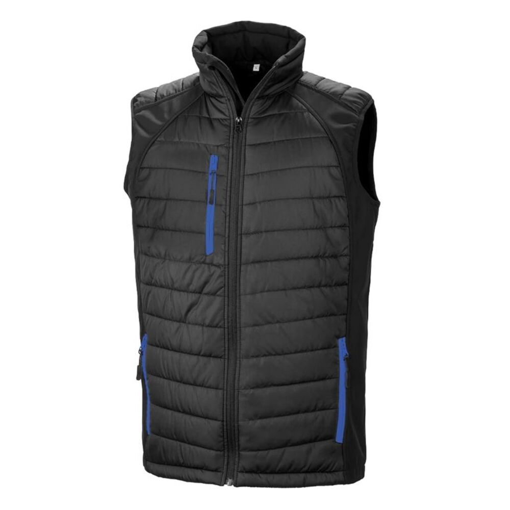 Result Mens Black Compass Padded Soft Shell Gilet / Black/Royal
